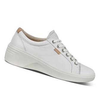 Women's Ecco Soft 7 Wedge Sneakers White | Canada 247MQZ